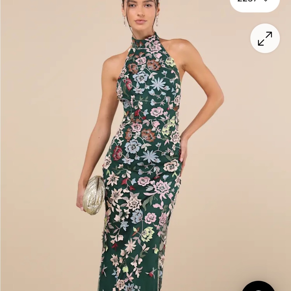 Lulu's Dark Green Floral Maxi Dress